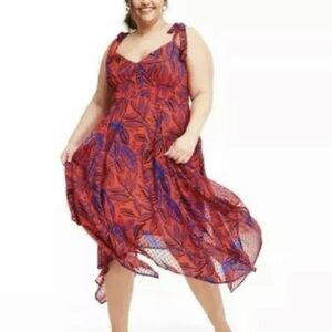 Alexis X Target Orange & Blue Botanical Dress